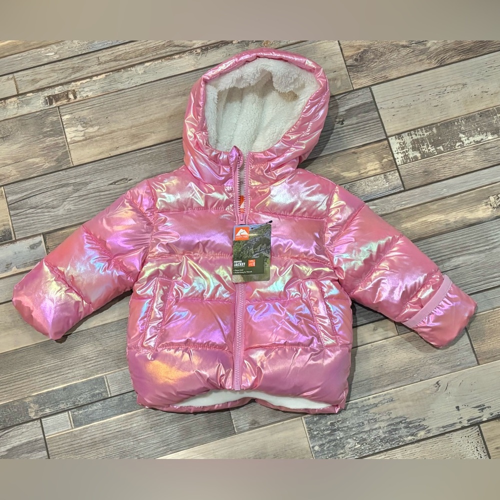 NWT Ozark Trail pink puffer coat size 12 months